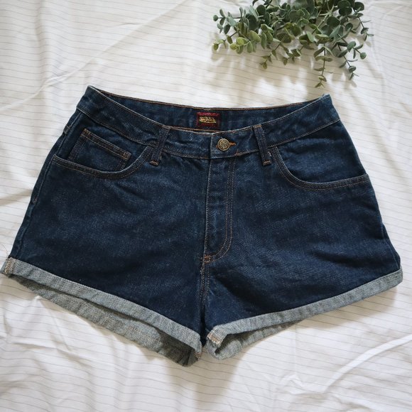 VON DUTCH High Rise Denim Shorts Dark Wash Size 29 - Picture 1 of 7
